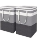 HomeHacks 2-Pack Large Laundry Basket, Waterproof, Freestanding Laundry Hamper, Collapsible Tall Clothes Hamper with Extended Handles for Clothes Toys in the Dorm and Family-(Gradient Grey, 75L), 15.99, 0, 0