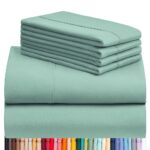 LuxClub 6 PC Queen Sheet Set, Rayon Made from Bamboo Bed Sheets, Deep Pockets 18″ Eco Friendly Wrinkle Free Cooling Sheets Machine Washable Hotel Bedding Silky Soft – Light Teal Queen, 27.96, 56.99, 56.99