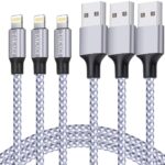 TAKAGI [MFi Certified] iPhone Charger, Lightning Cable 3PACK 6FT Nylon Braided USB Charging Cable High Speed Transfer Cord Compatible with iPhone 14/13/12/11 Pro Max/XS MAX/XR/XS/X/8/iPad, 9.99, 0