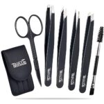 Tweezers Set and Curved Scissors, TsMADDTs Professional Stainless Steel Tweezers for Women and Men, 6 Pack Precision Tweezers For Eyebrows for Ingrown Hair, Daily Beauty Tool with Leather Travel Case, 6.99, 0, 0