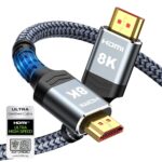 Highwings 8K 10K HDMI Cable 48Gbps 6.6FT/2M, Certified Ultra High Speed HDMI® Cable Braided Cord-4K@120Hz 8K@60Hz, DTS:X, HDCP 2.2 & 2.3, HDR 10 Compatible with Roku TV/PS5/HDTV/Blu-ray, Deal Price: 9.99, Original Price: 18.99