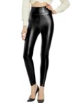 Kunifoy Womens Stretchy Faux Leather Leggings Sexy High Waisted Tights Black