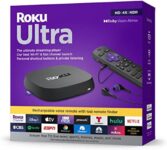 Roku Ultra | The Ultimate Streaming Device 4K/HDR/Dolby Vision/Atmos, Rechargeable Roku Voice Remote Pro, Ethernet Port, Hands-Free Controls, Lost Remote Finder, Free & Live TV, Deal Price: 66.99, Original Price: 99.99