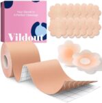 Vildout Boob Tape Kit -Boobtape for Breast Lift with Petals and Covers, Breathable Sticky Adhesive Bra Tape