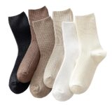 ACCFOD Womens Cute Crew Socks Casual Athletic Aesthetic Socks Neutral Cotton Socks for Women Granola Girls Clothes