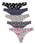 voenxe Seamless Women Underwear Thongs,No Show Ladies Thong,No Line Breathable Comfortable Panties Undies for Women 5-Pack