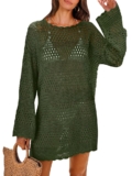ANRABESS Women Swimsuit Crochet Swim Cover Up Summer Bathing Suit Swimwear Knit Pullover Beach Dress