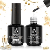 Beetles 2 Pcs 15ml No Wipe Gel Top Coat and Base Coat Set – Shine Finish and Long Lasting, Soak Off LED Nail Lamp Gel Base Top Coat Finish Nail Art Design Manicure Christmas Gifts for Women