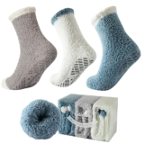 Bulinlulu Fuzzy Socks for Women with Grips,Warm Fuzzy Socks Sleep Cozy socks Winter Soft Fluffy Socks for Women’s day Gift