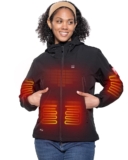 DEWBU Heated Jacket for Women with 12V Battery Pack Winter Outdoor Soft Shell Electric Heating Coat