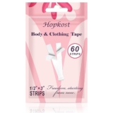 Hopkost Fashion Tape for Women – Double Sided Body Tape for Clothes, Dress, Pants, Transparent All Day Strength Clothing Tape for Skin (Clear, 60 Strips Pack)
