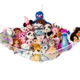 Lilly’s Love Large Stuffed Animal Net Hammock for Plushie Toys | Corner Hanging Organizer for your Teddy and Stuffy Collection | Easy to Hang w/Included Anchors & Hooks (White)
