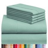 LuxClub 6 PC Queen Sheet Set, Rayon Made from Bamboo Bed Sheets, Deep Pockets 18″ Eco Friendly Wrinkle Free Cooling Sheets Machine Washable Hotel Bedding Silky Soft – Light Teal Queen, 27.96, 56.99, 56.99
