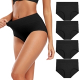 Molasus Women’s Cotton Underwear High Waisted Full Coverage Ladies Panties (Regular & Plus Size)