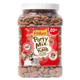 Purina Friskies Natural Cat Treats Party Mix Natural Yums With Real Salmon and Added Vitamins, Minerals and Nutrients – 20 oz. Canister