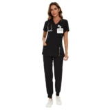 Scrubs for Women Set – Stretch V-Neck Scrub Top & Jogger Pant with 8 Pockets