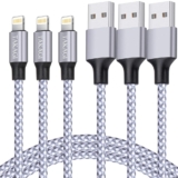 TAKAGI [MFi Certified] iPhone Charger, Lightning Cable 3PACK 6FT Nylon Braided USB Charging Cable High Speed Transfer Cord Compatible with iPhone 14/13/12/11 Pro Max/XS MAX/XR/XS/X/8/iPad, 9.99, 0