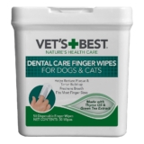 Vet’s Best Dental Care Finger Wipes – Reduces Plaque & Freshens Breath – Teeth Cleaning Finger Wipes for Dogs & Cats – 50 Count