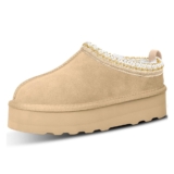 ZEXSAFETY Platform Tasman Slippers for Women Snow Winter Womens Slippers Fluffy House Slippers for Indoor and Outdoor